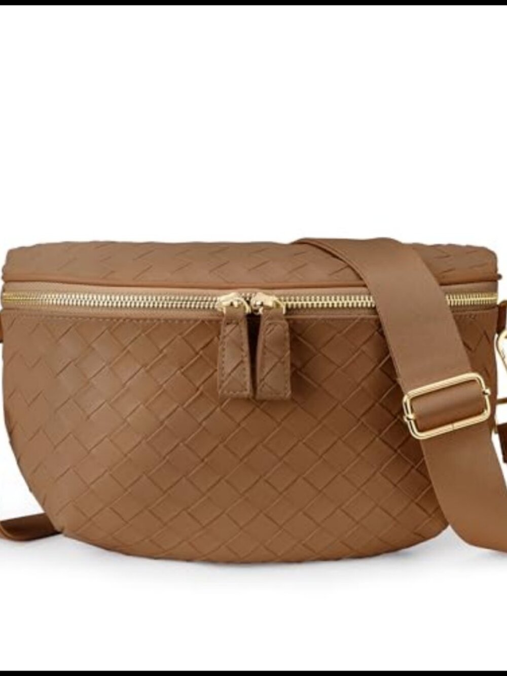Faux Leather Woven Crossbody Bag Vegan Fanny Pack Travel